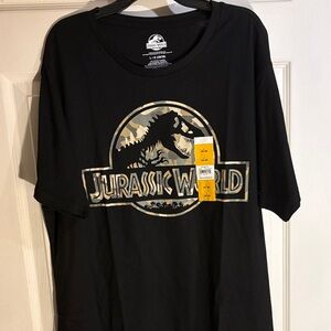 Jurassic World Black Graphic Tee with Camo Logo NWT Large